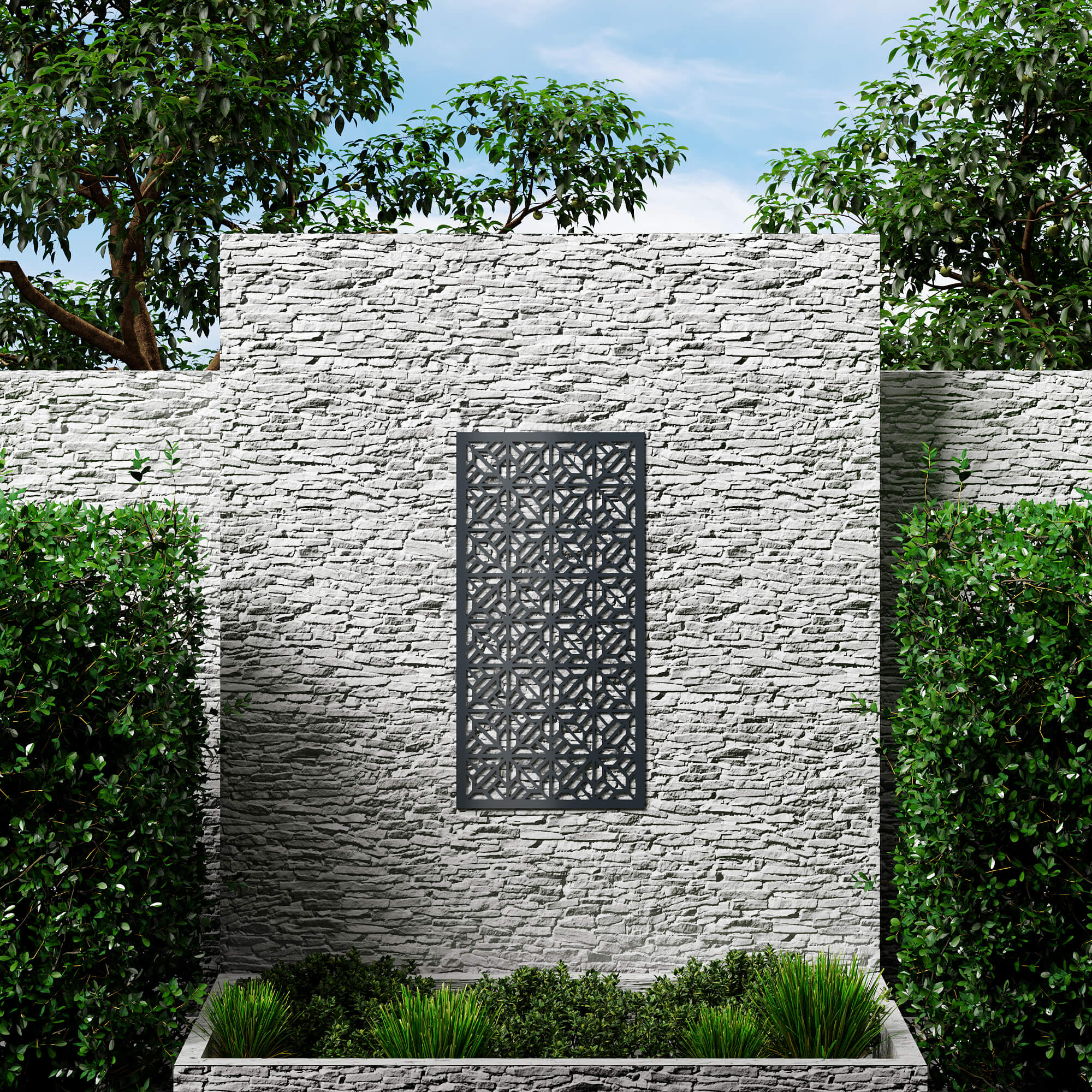 Dino Composite Trellis Garden Screen - Mosaic Anthracite 1200 x 600