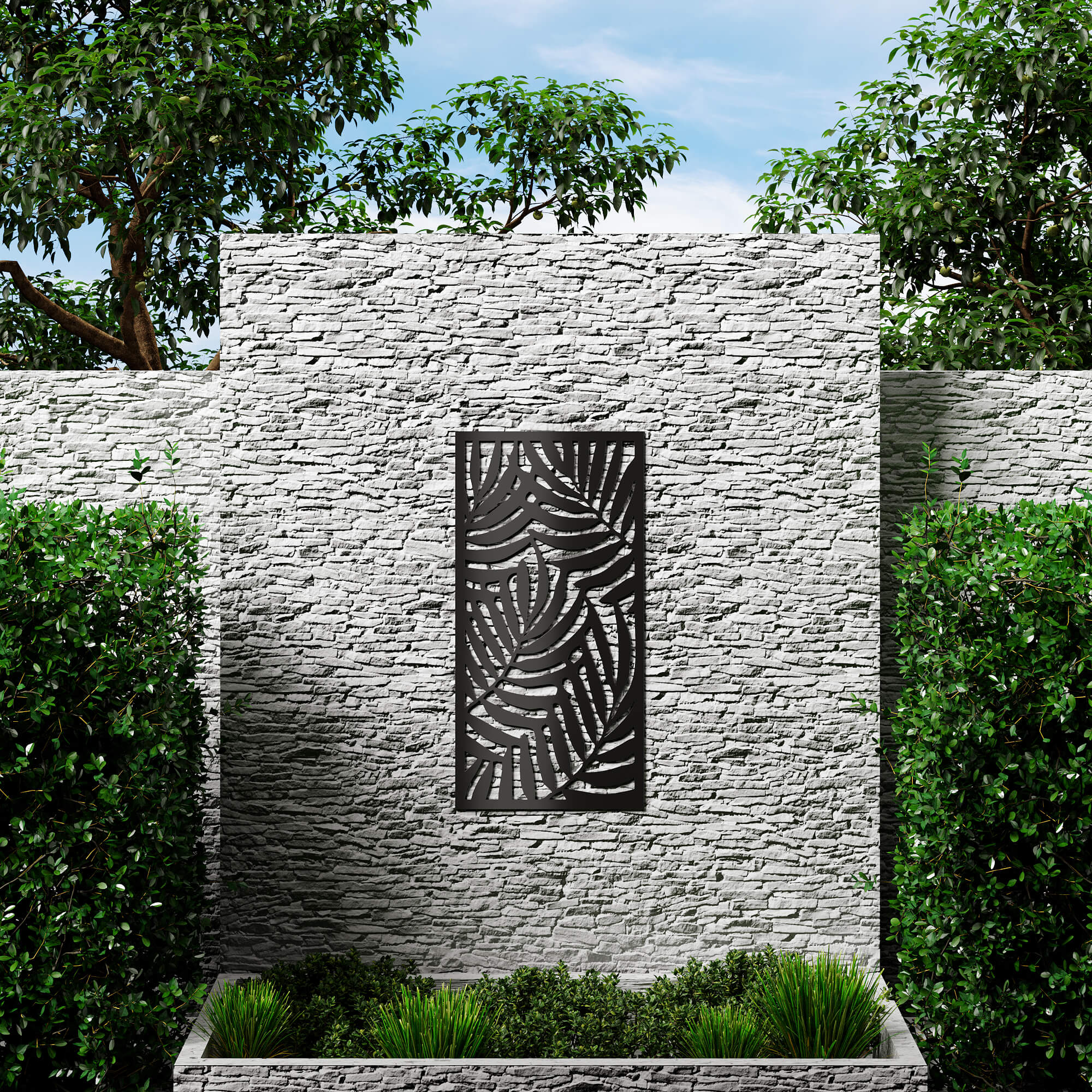 Dino Composite Trellis Garden Screen - Areca Black 1200 x 600