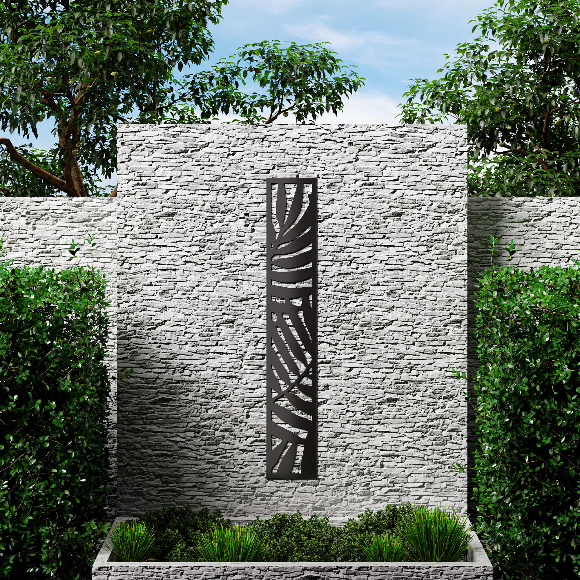 Dino Composite Trellis Garden Screen - Areca Black 1800 x 300