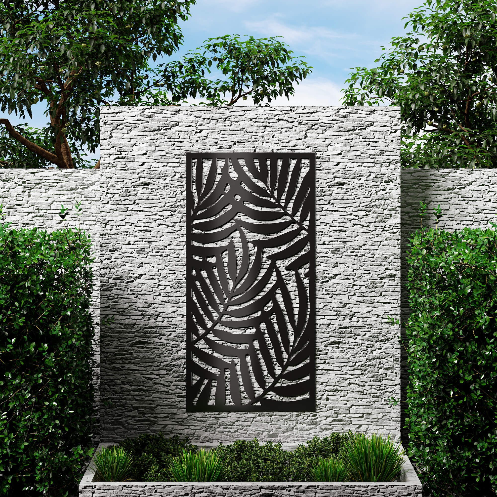 Dino Composite Trellis Garden Screen - Areca Black 1800 x 900