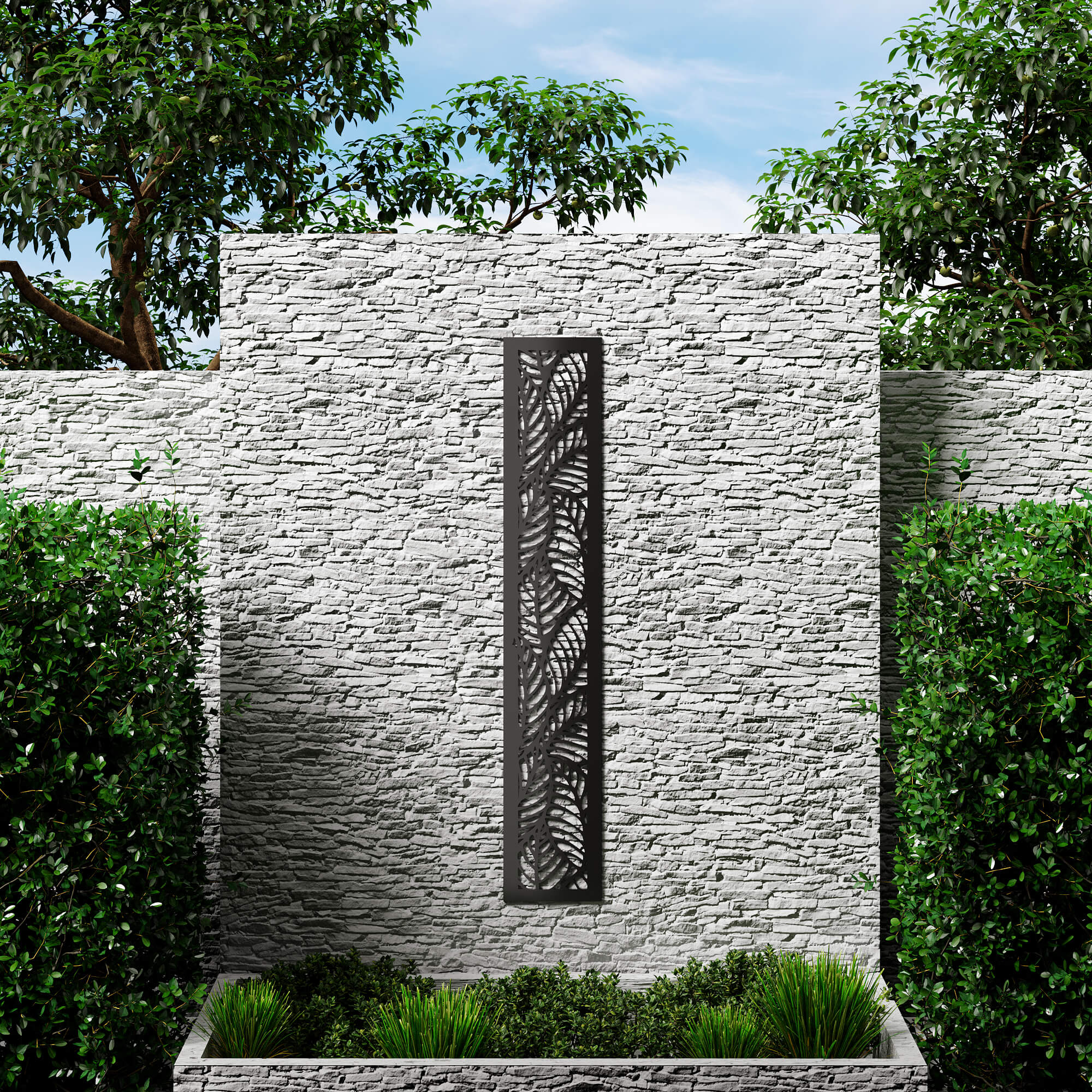 Dino Composite Trellis Garden Screen - Botanic Black 1800 x 300