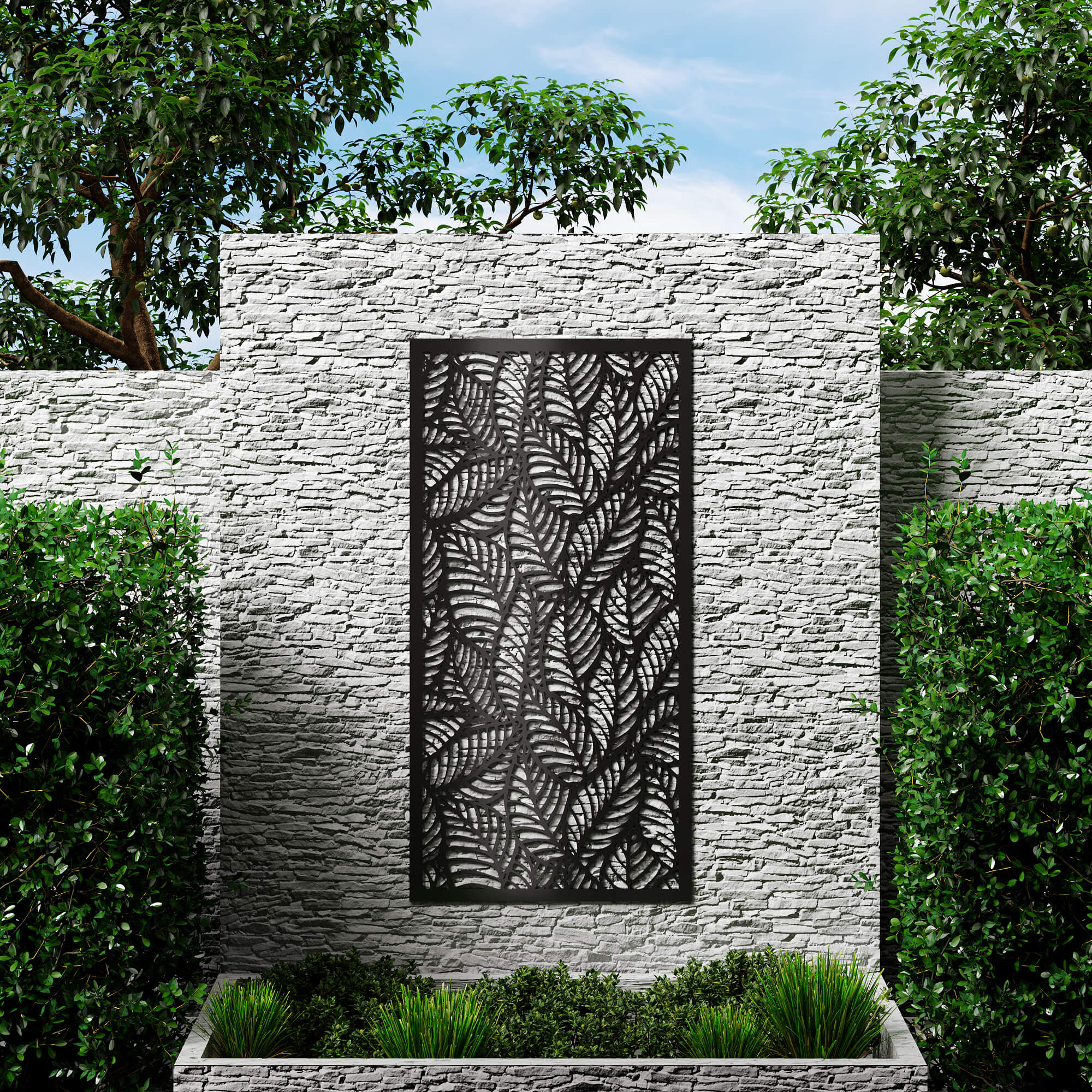 Dino Composite Trellis Garden Screen - Botanic Black 1800 x 900