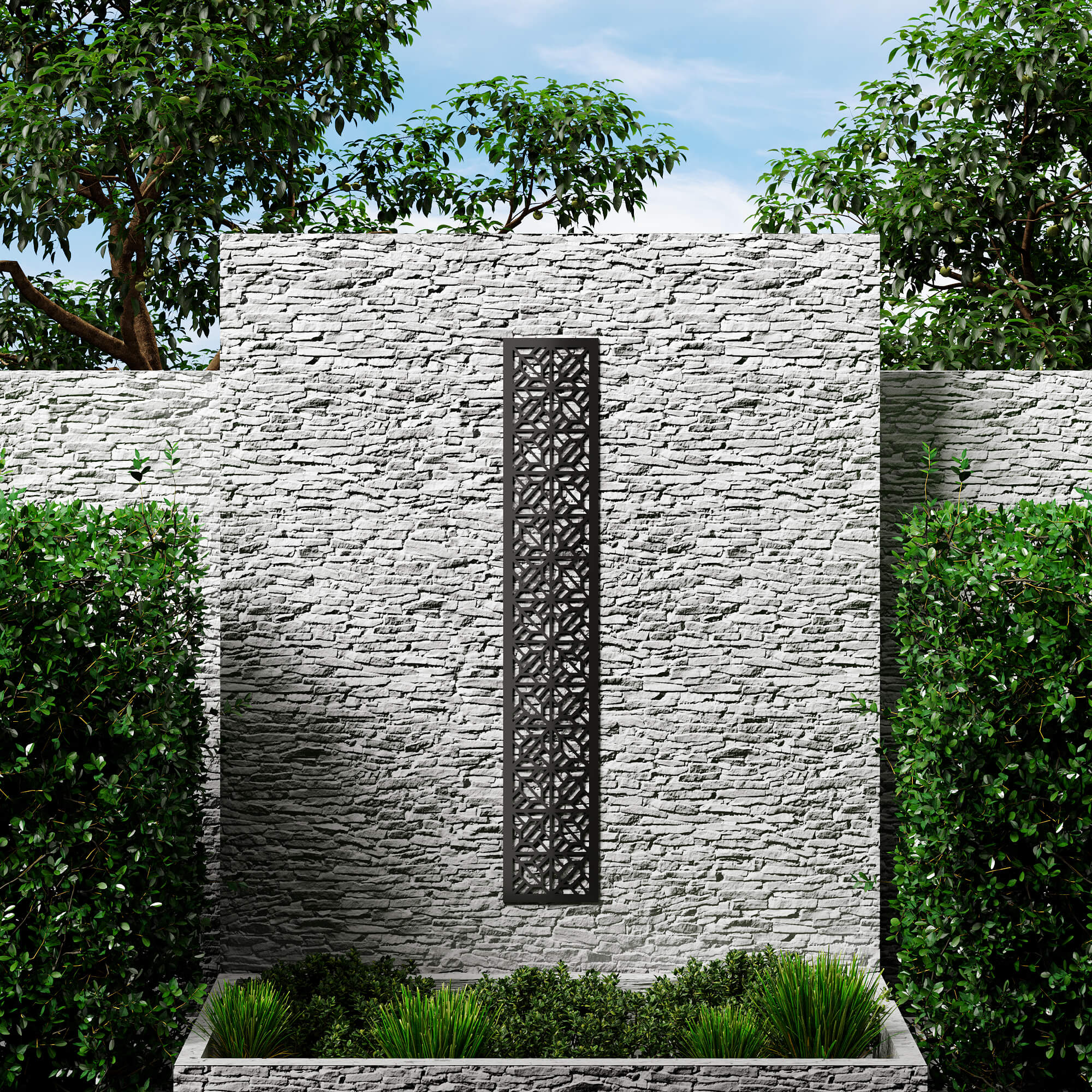 Dino Composite Trellis Garden Screen - Mosaic Black 1800 x 300