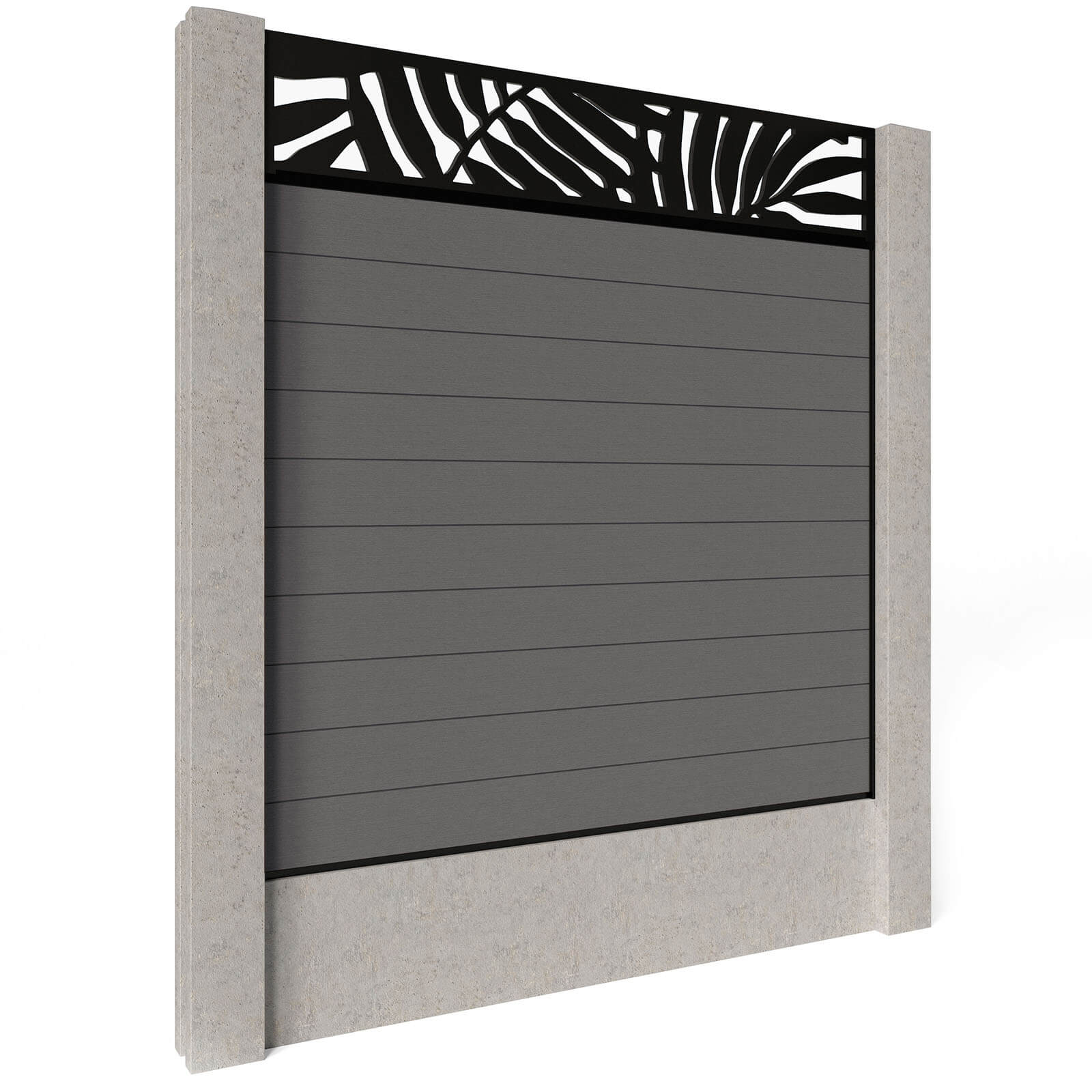 Dino Composite Fencing - Ash with Aluminium Railings (for concrete posts) 1.5m