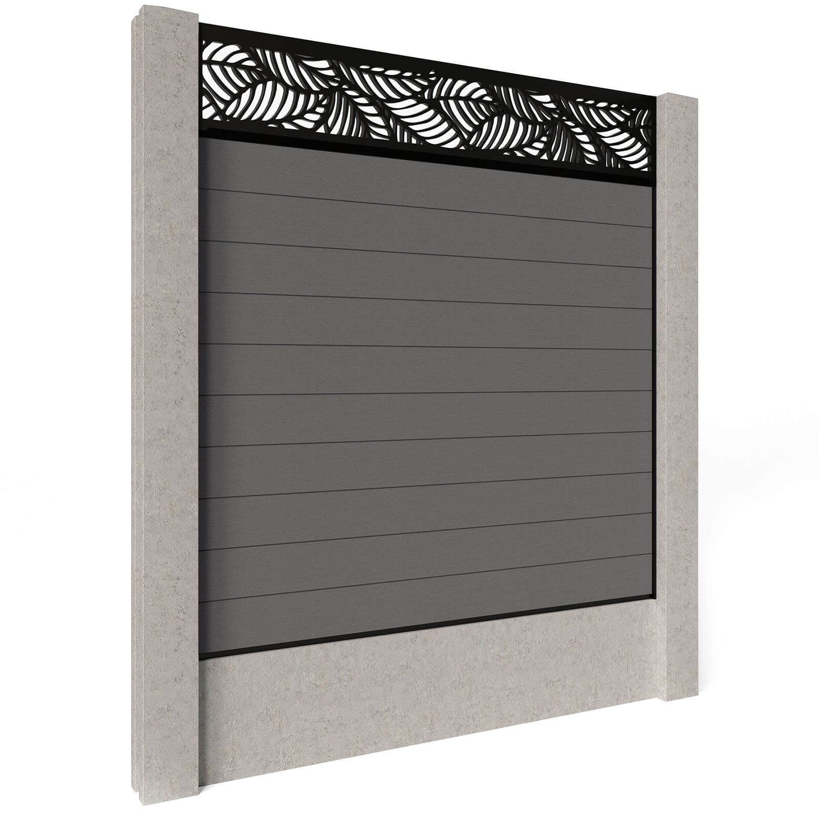 Dino Composite Fencing - Ash with Aluminium Railings (for concrete posts) 0.3m
