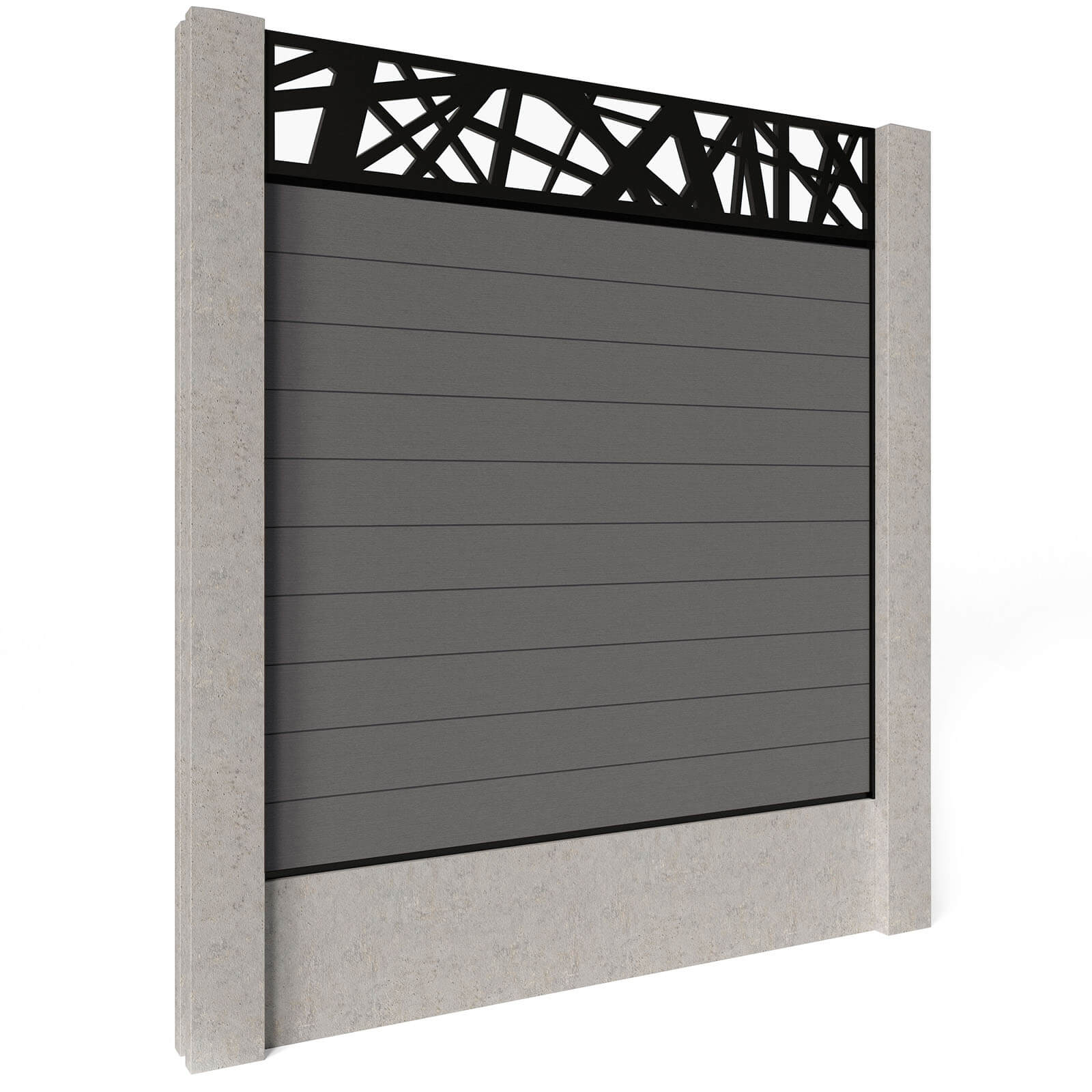 Dino Composite Fencing - Ash with Aluminium Railings (for concrete posts) 0.9m