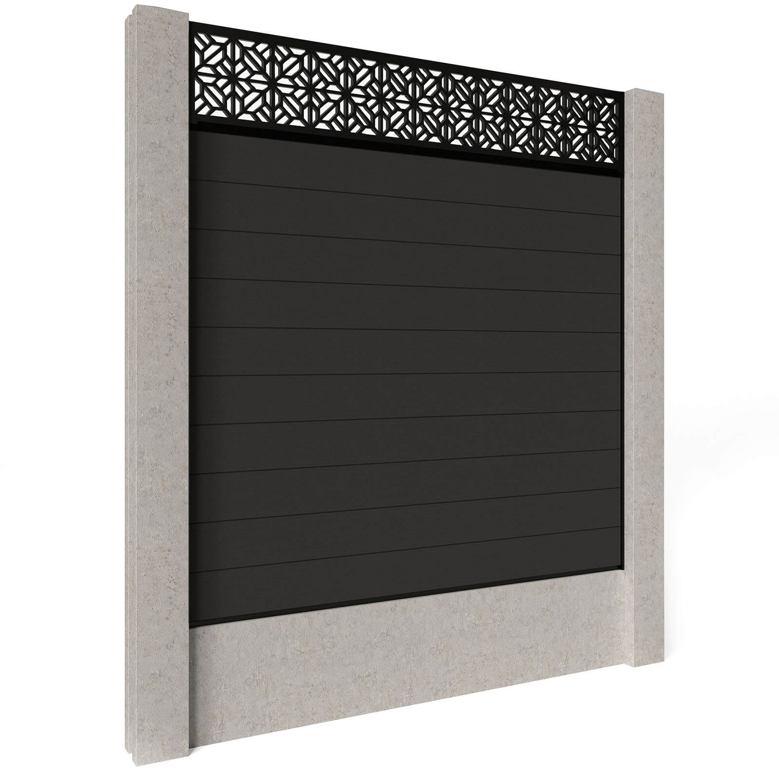 Dino Composite Fencing - Graphite with Aluminium Railings (for concrete posts) 0.3m