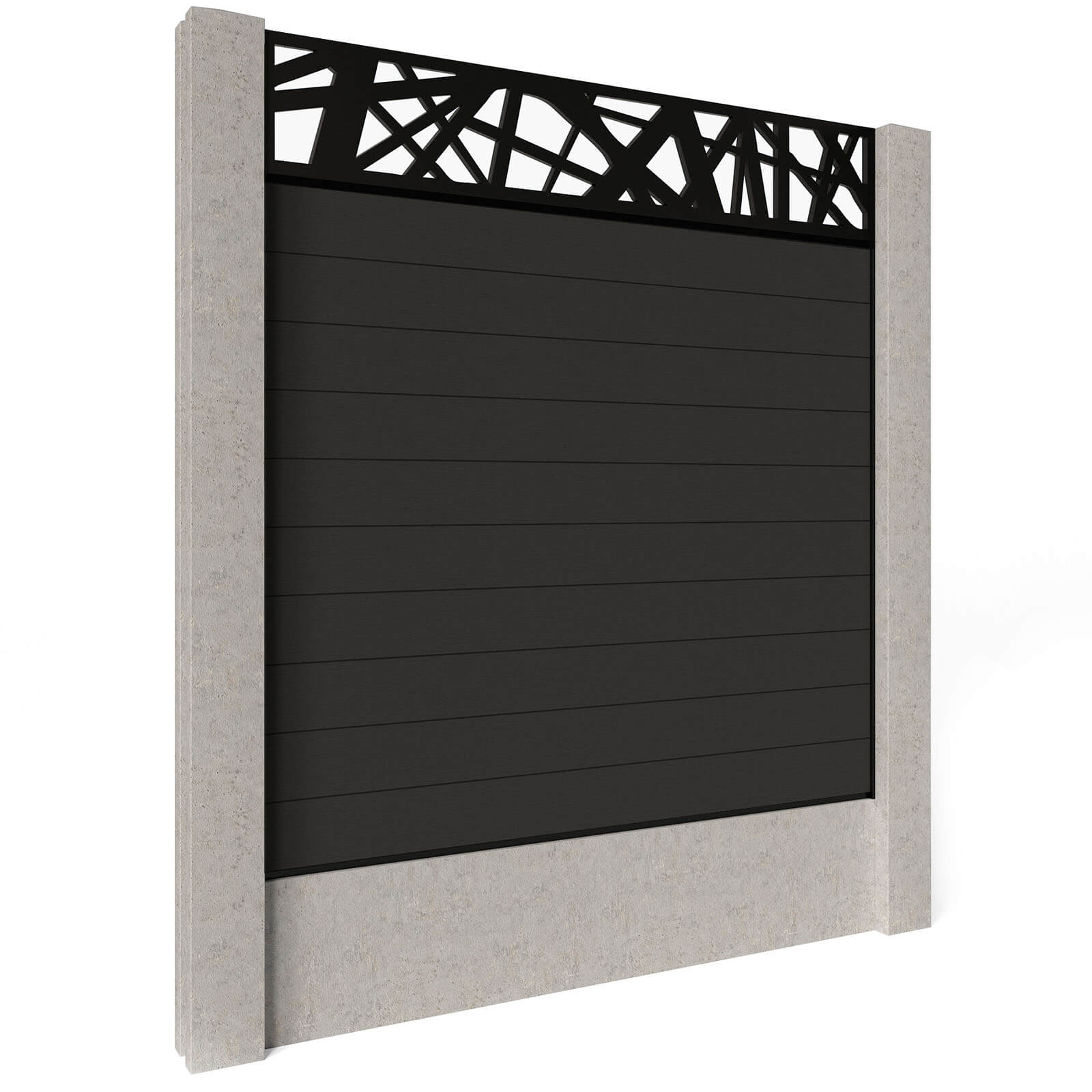 Dino Composite Fencing - Graphite with Aluminium Railings (for concrete posts) 0.9m