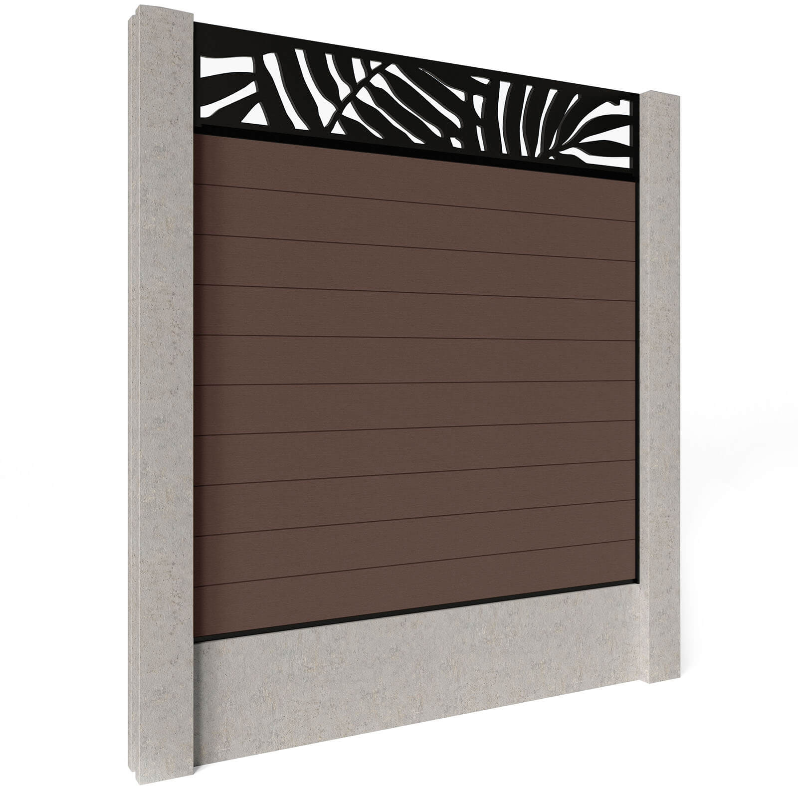 Dino Composite Fencing - Mocha with Aluminium Railings (for concrete posts) 1.5m