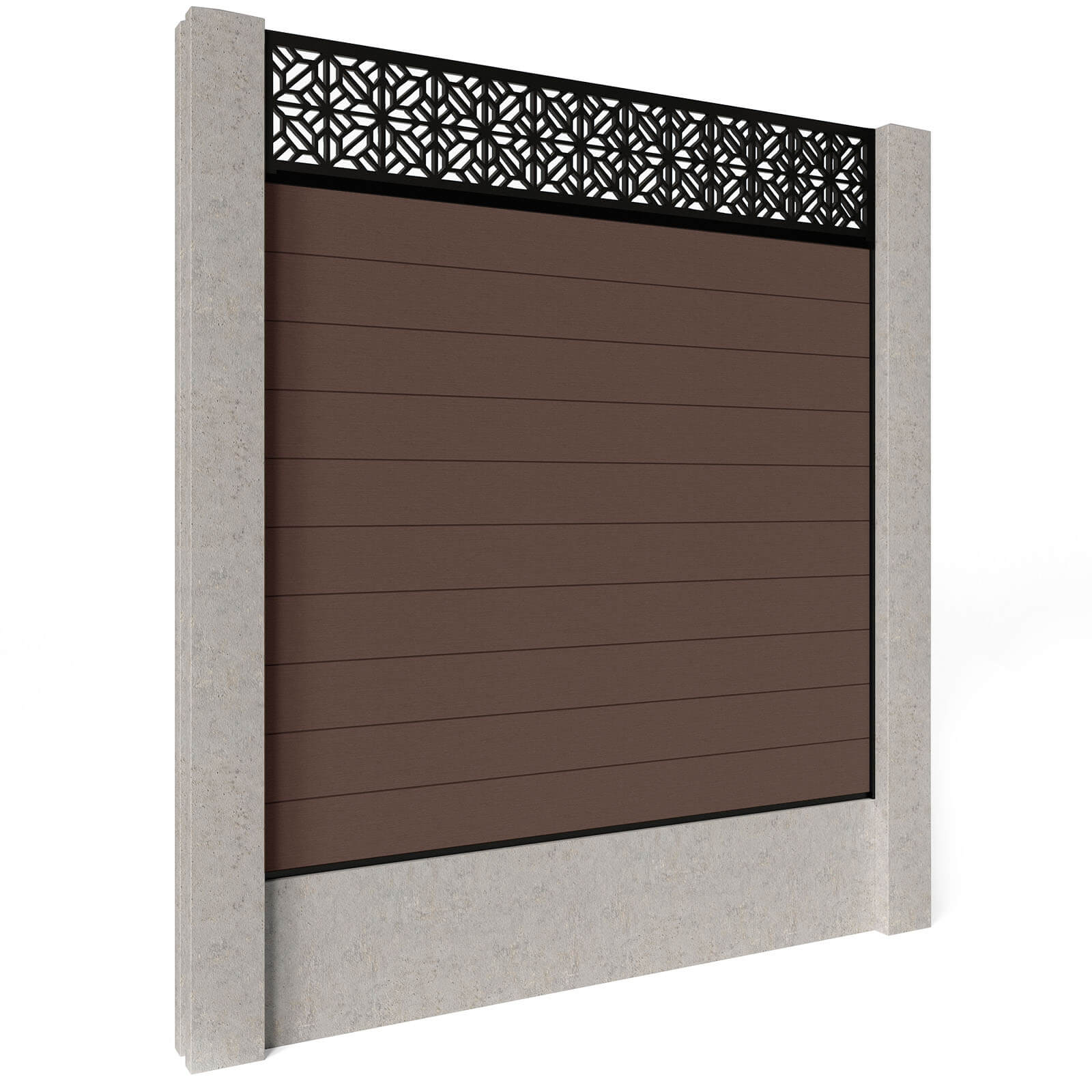 Dino Composite Fencing - Mocha with Aluminium Railings (for concrete posts) 0.6m