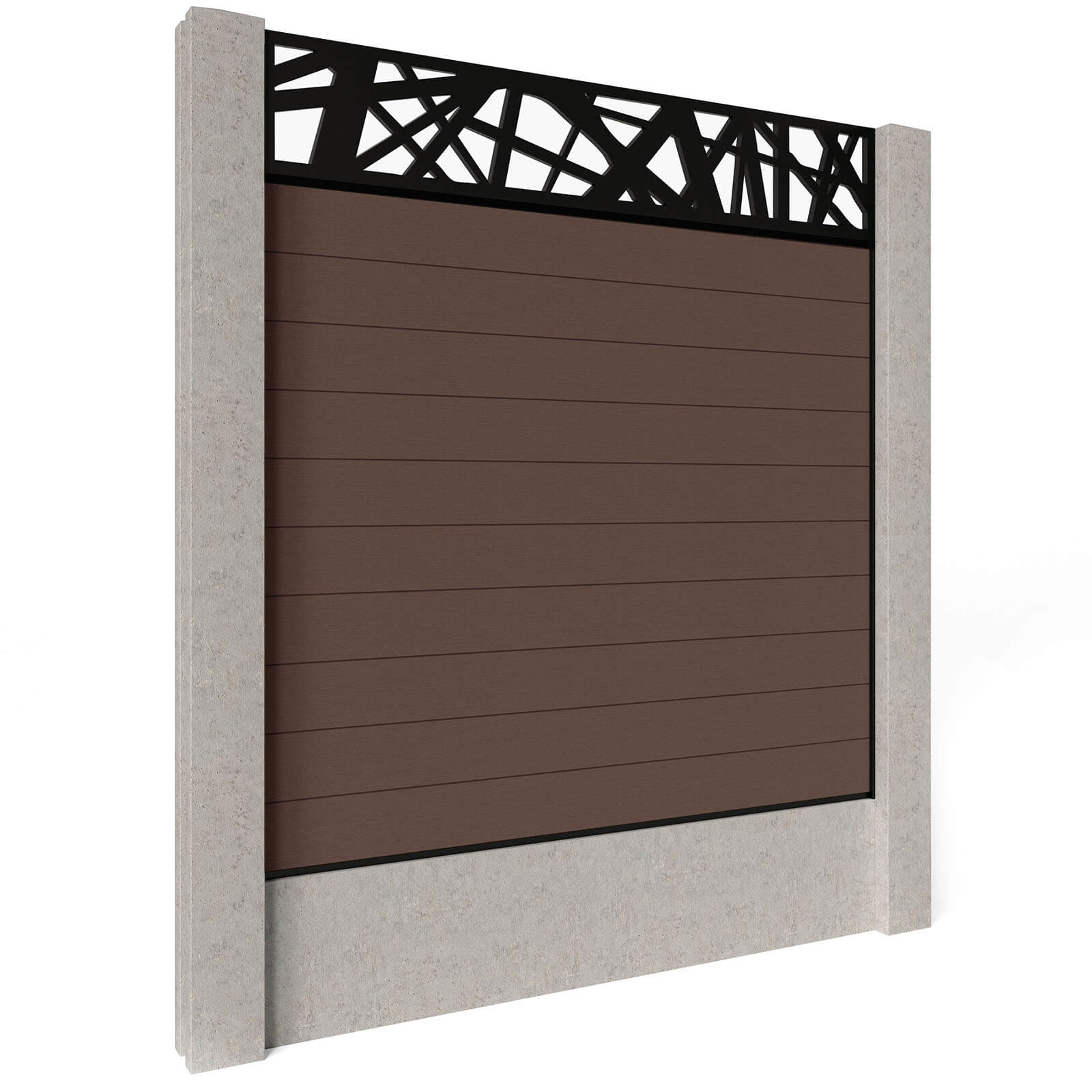 Dino Composite Fencing - Mocha with Aluminium Railings (for concrete posts) 1.8m