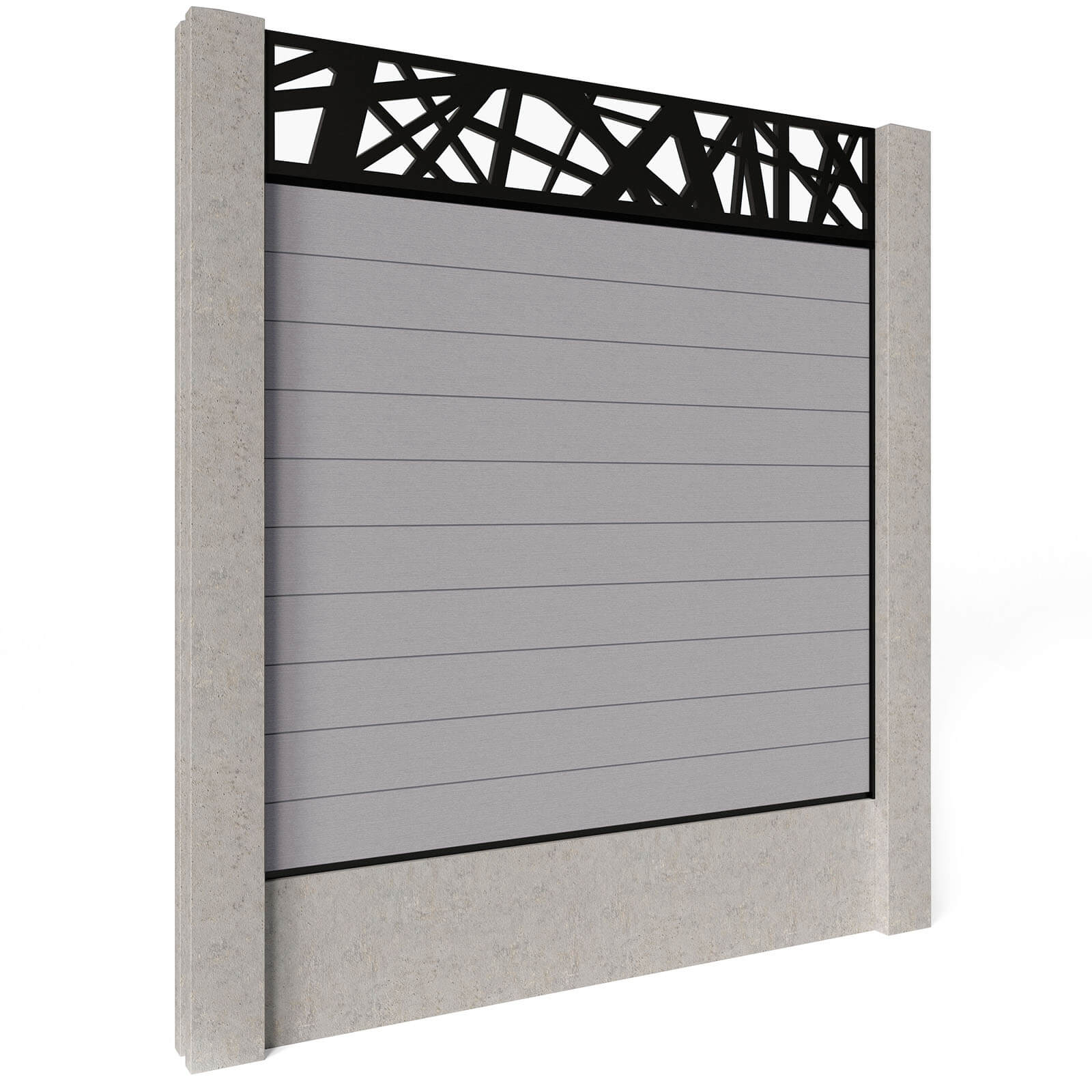 Dino Composite Fencing - Stone with Aluminium Railings (for concrete posts) 0.3m
