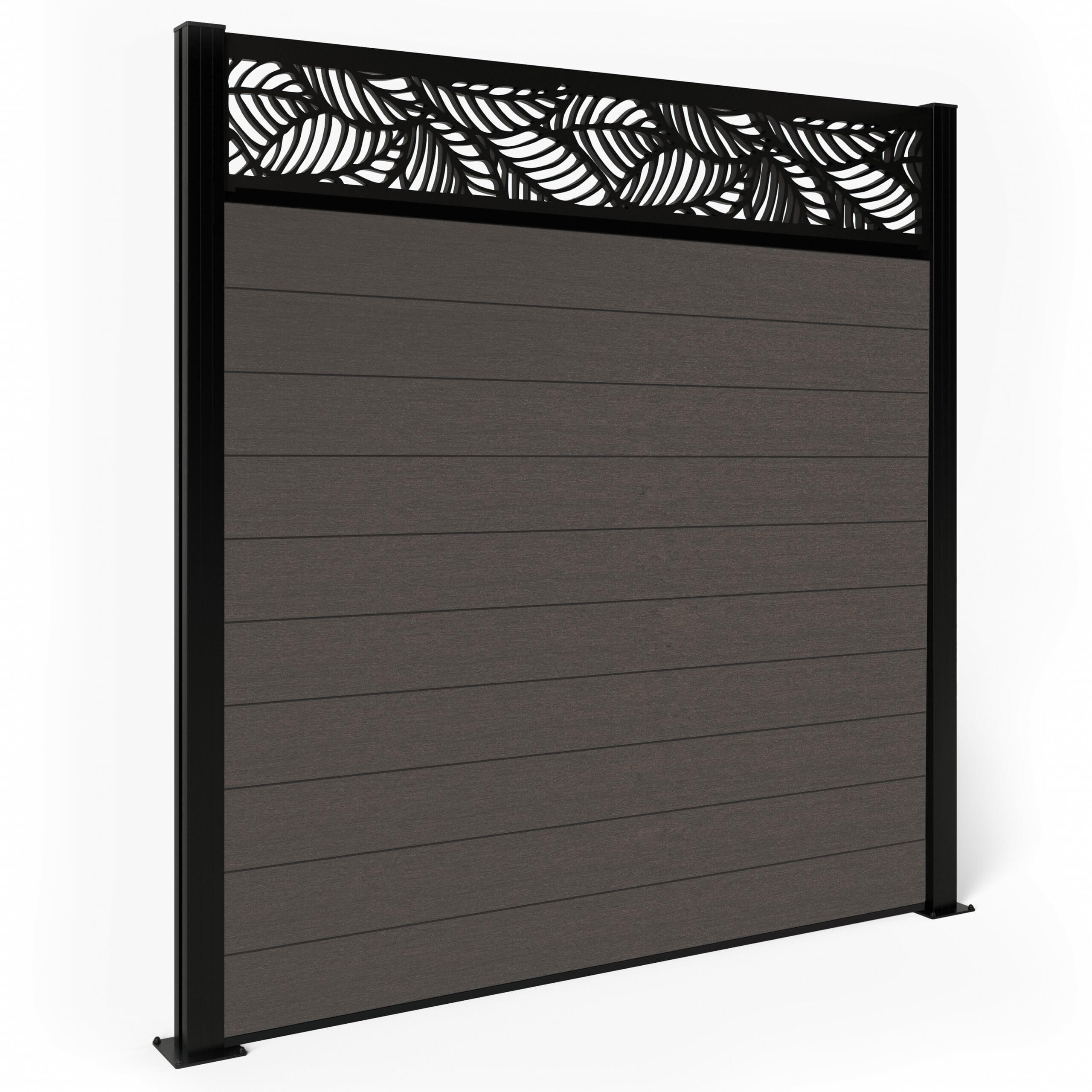 Dino Composite Fencing - Walnut with Aluminium Posts 1.5m