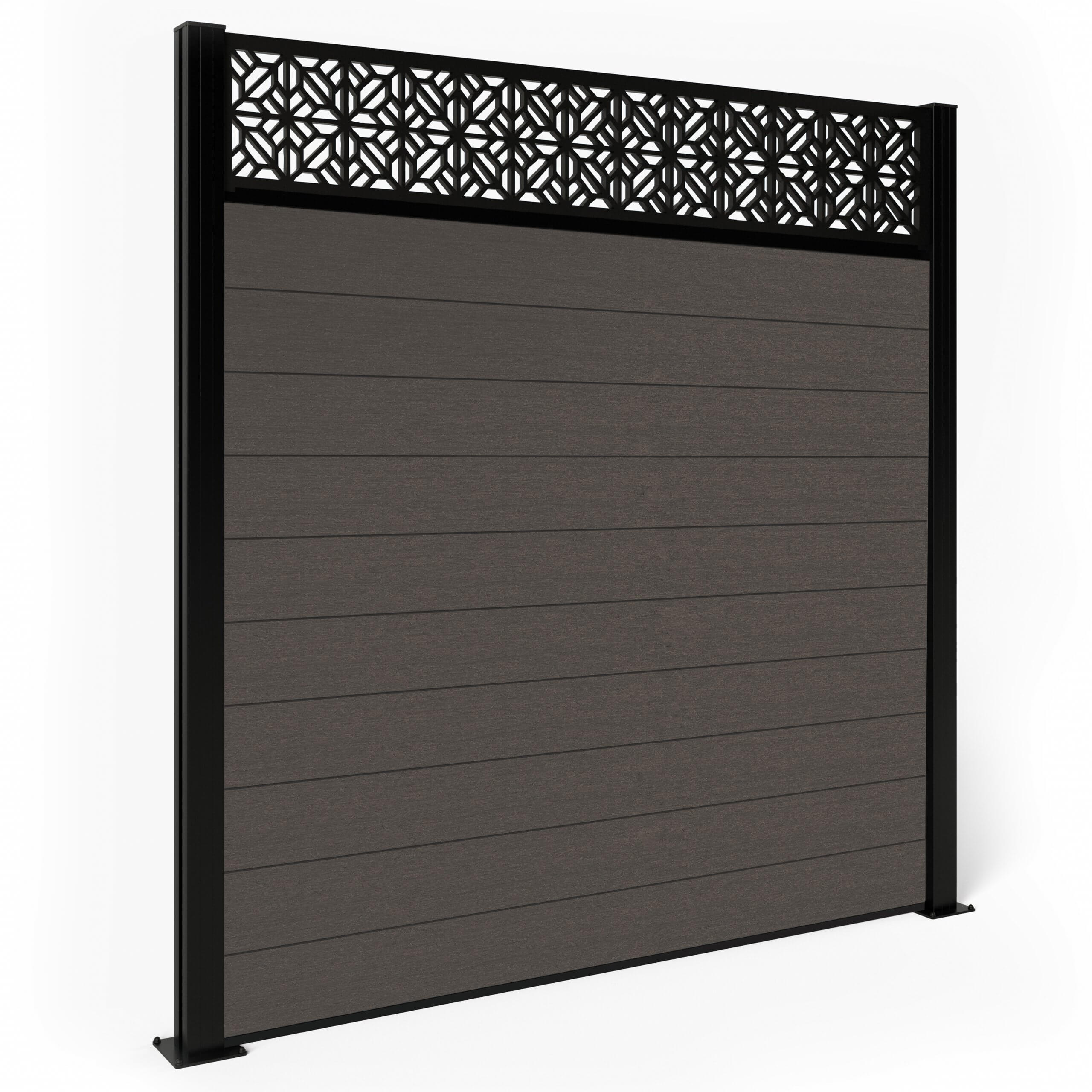 Dino Composite Fencing - Walnut with Aluminium Posts 1.2m