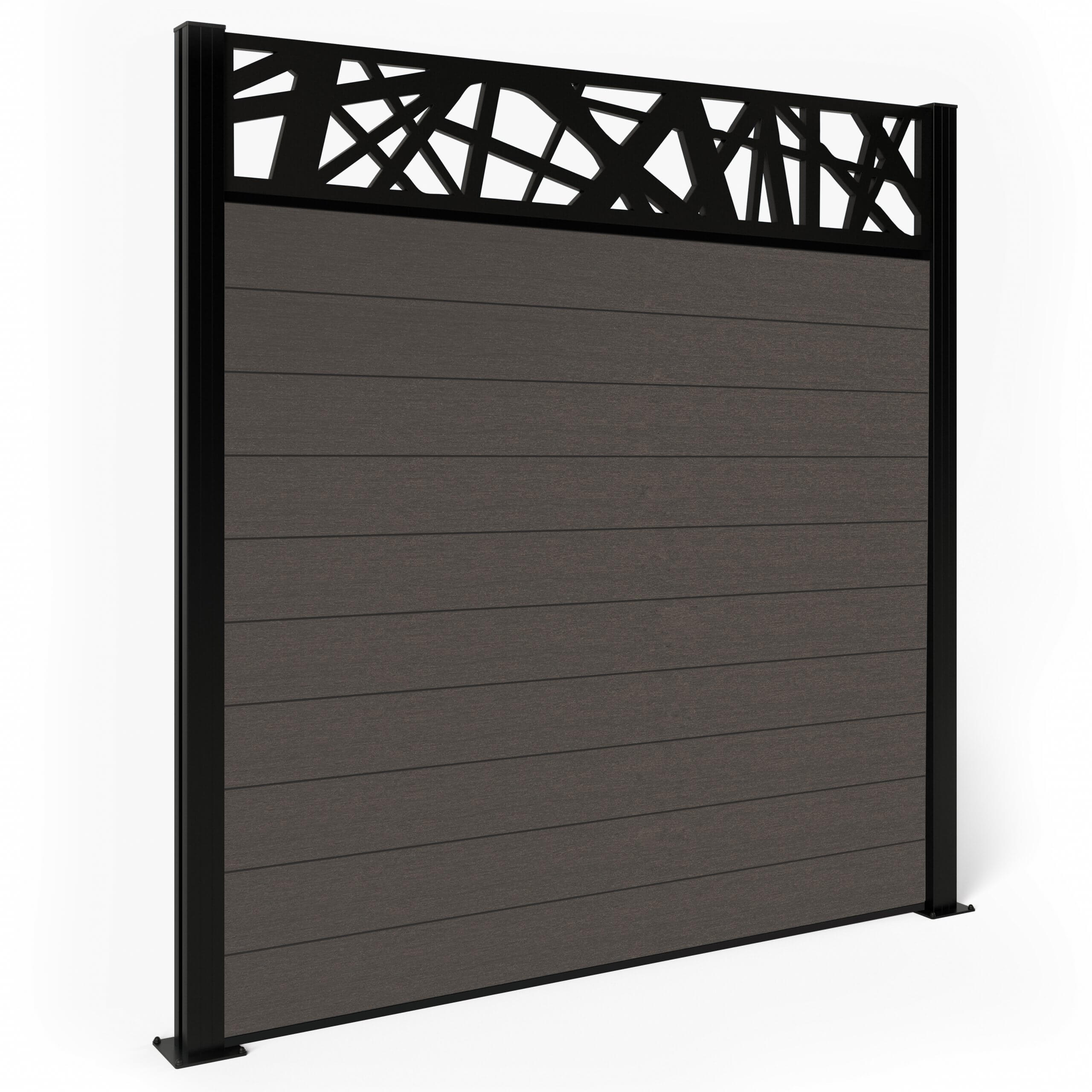 Dino Composite Fencing - Walnut with Aluminium Posts 1.5m