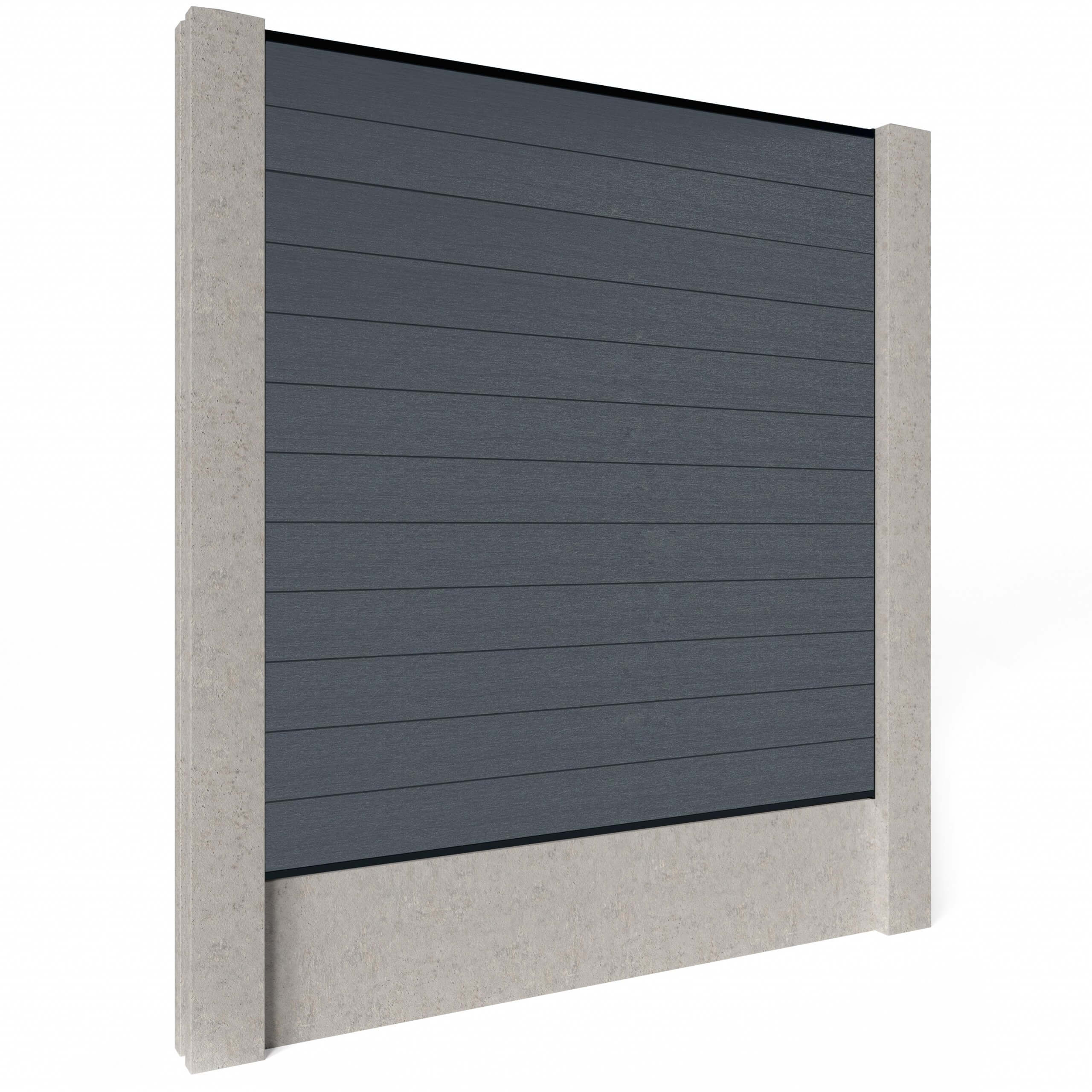 Dino Composite Fencing - Anthracite with Aluminium Railings (for concrete posts) 0.3m