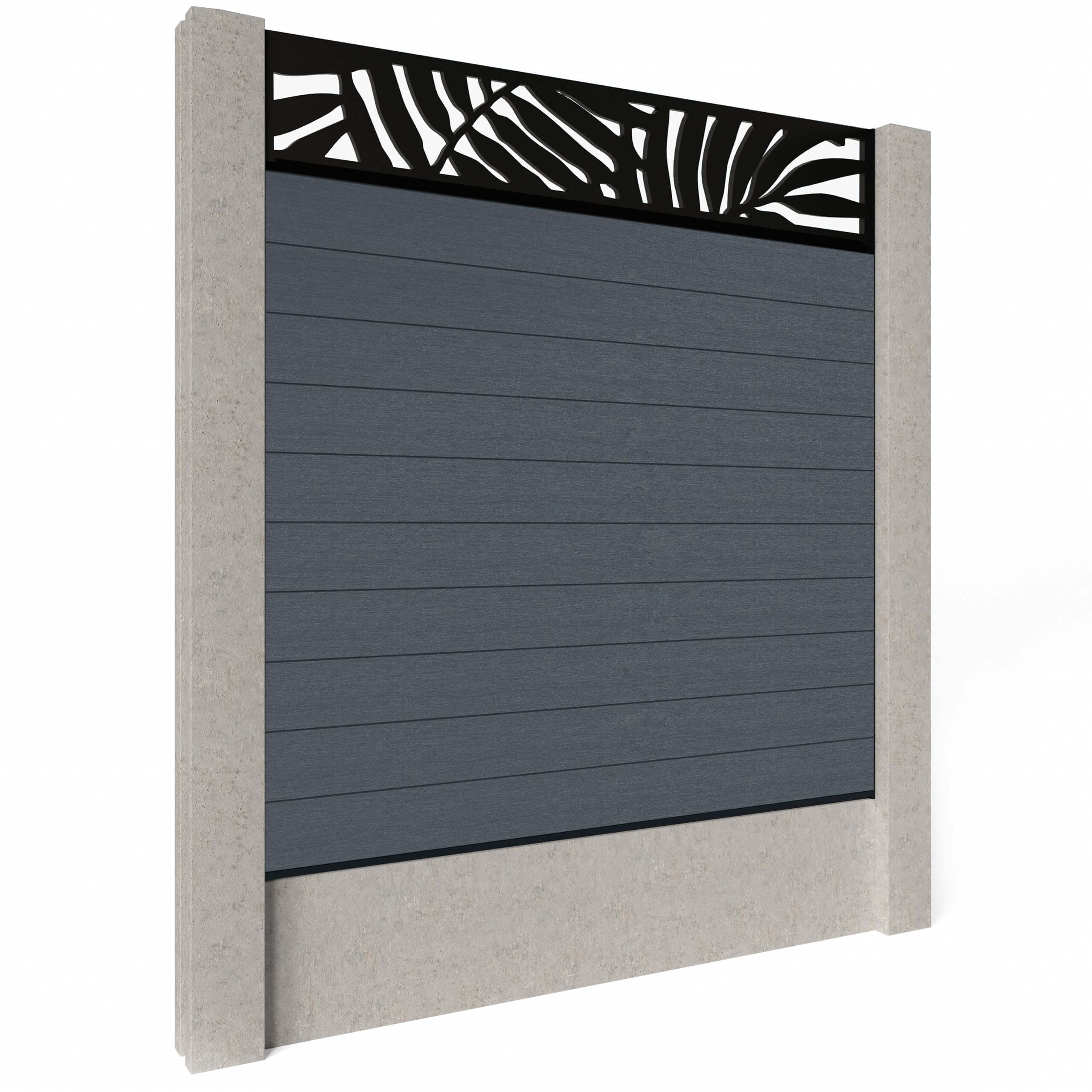 Dino Composite Fencing - Anthracite with Aluminium Railings (for concrete posts) 1.5m