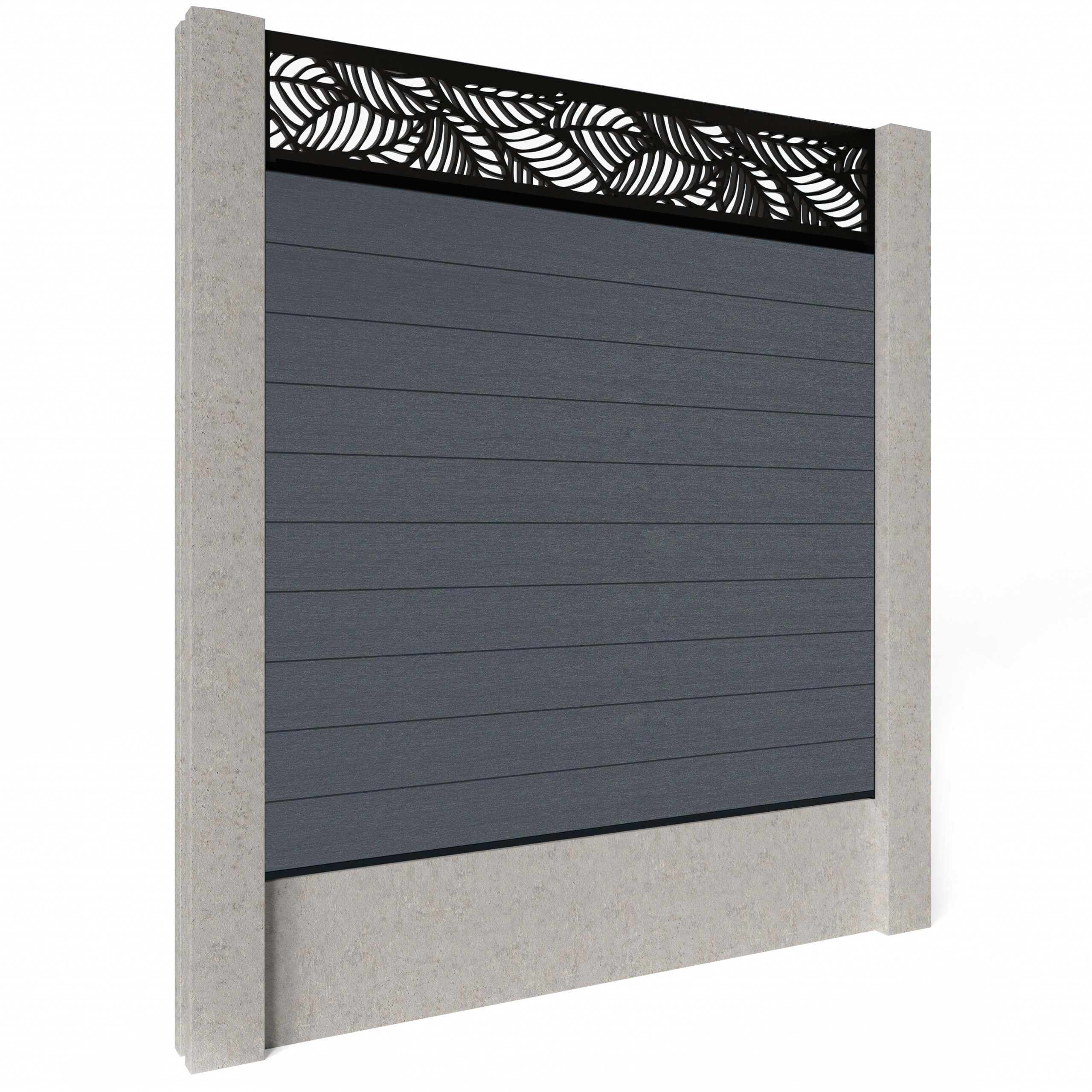 Dino Composite Fencing - Anthracite with Aluminium Railings (for concrete posts) 1.5m