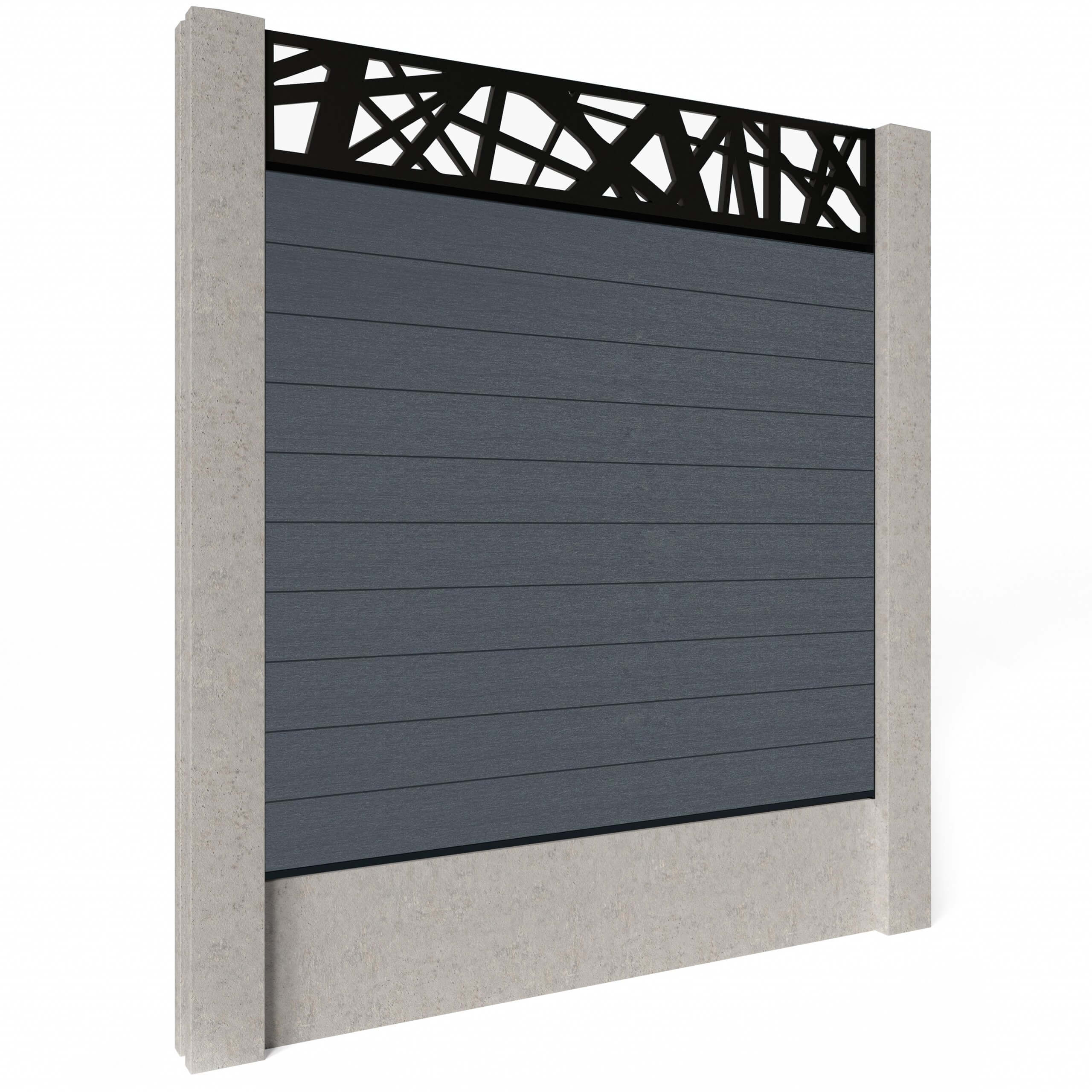 Dino Composite Fencing - Anthracite with Aluminium Railings (for concrete posts) 1.8m