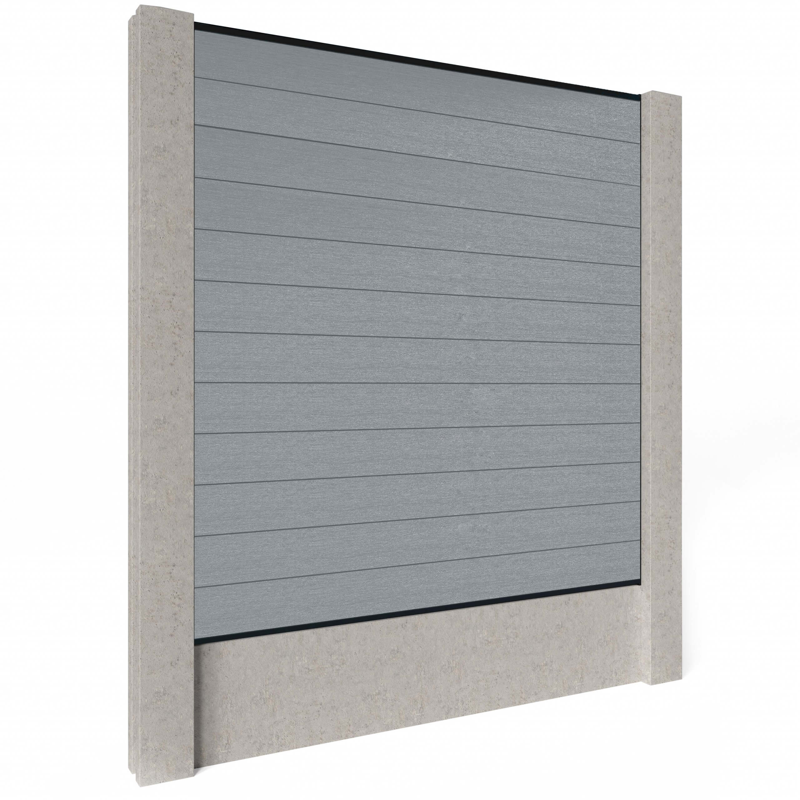 Dino Composite Fencing - Pearl with Aluminium Railings (for concrete posts) 1.8m