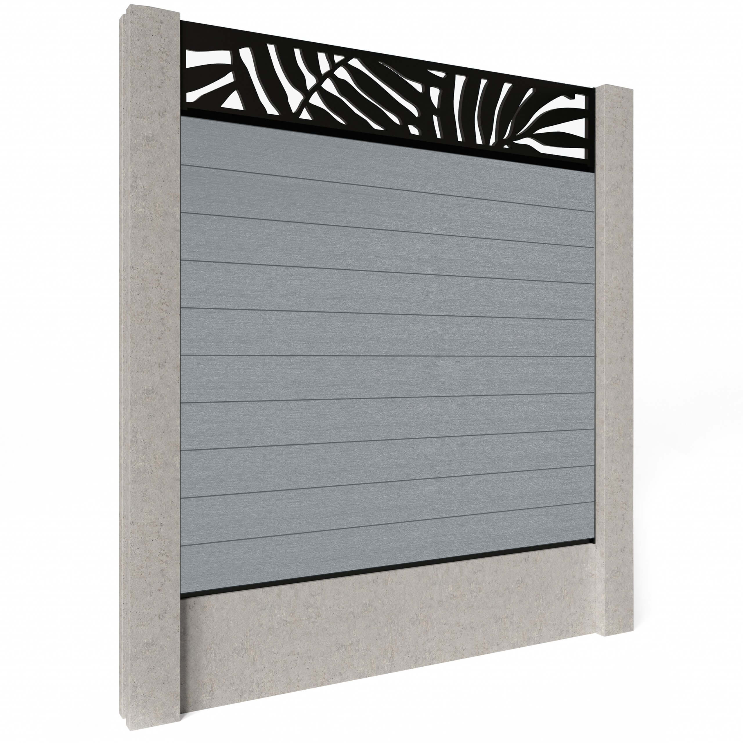 Dino Composite Fencing - Pearl with Aluminium Railings (for concrete posts) 1.8m