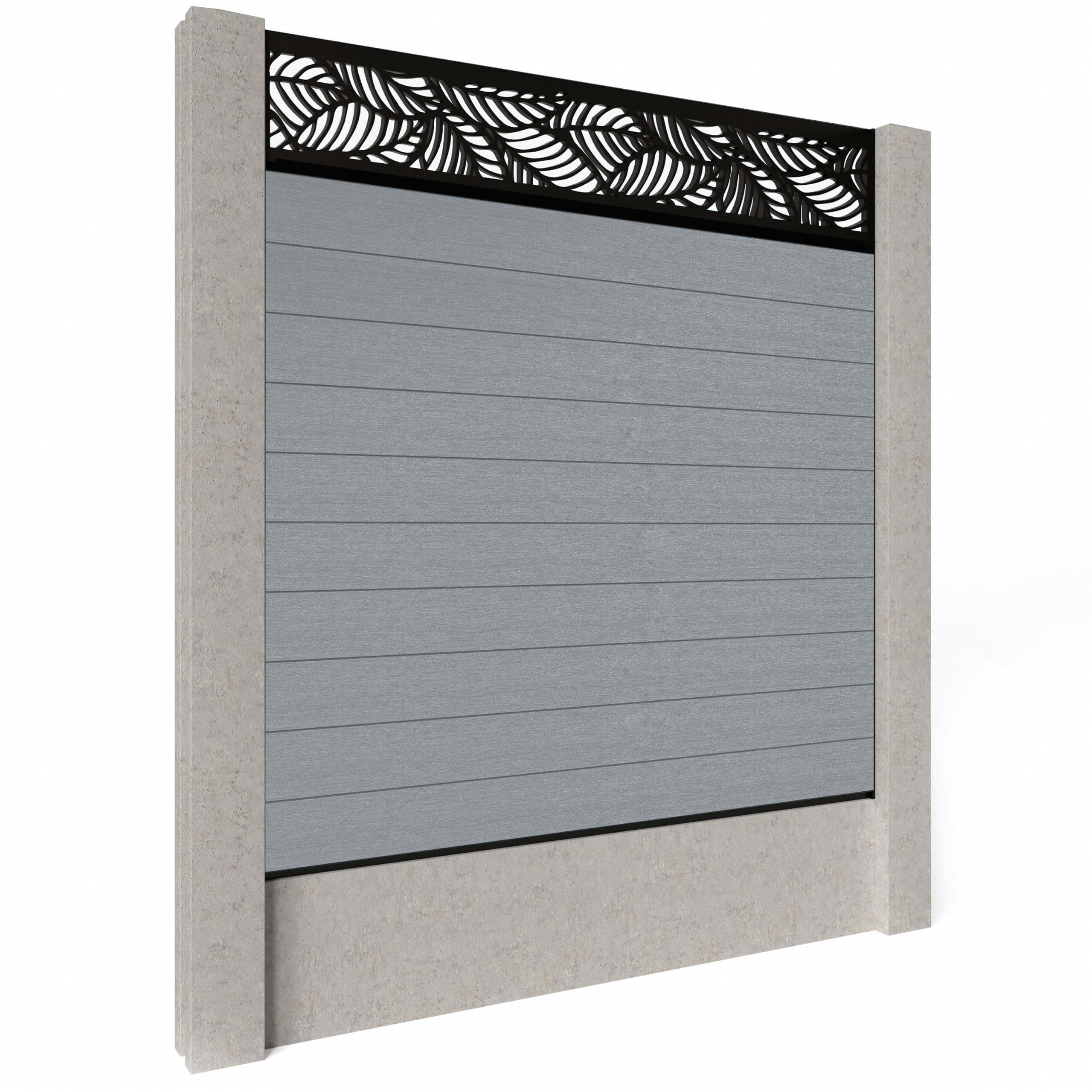Dino Composite Fencing - Pearl with Aluminium Railings (for concrete posts) 1.2m