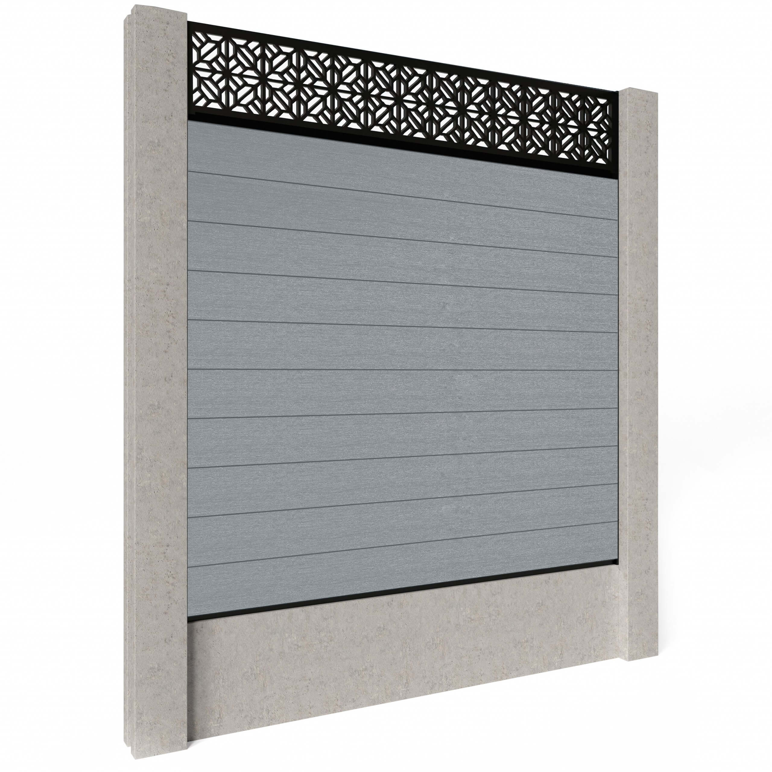 Dino Composite Fencing - Pearl with Aluminium Railings (for concrete posts) 0.9m