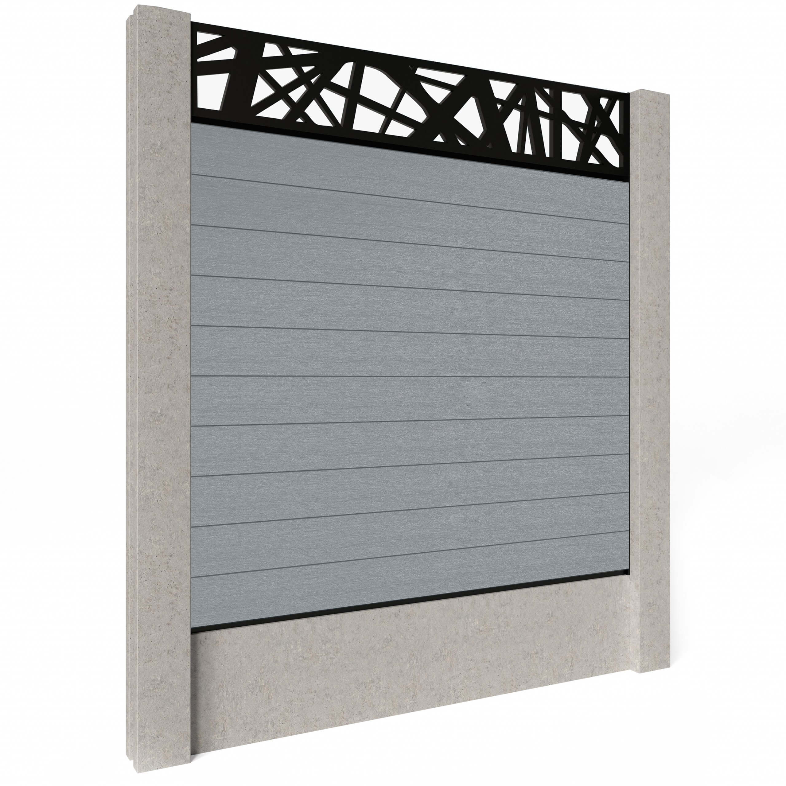 Dino Composite Fencing - Pearl with Aluminium Railings (for concrete posts) 0.3m