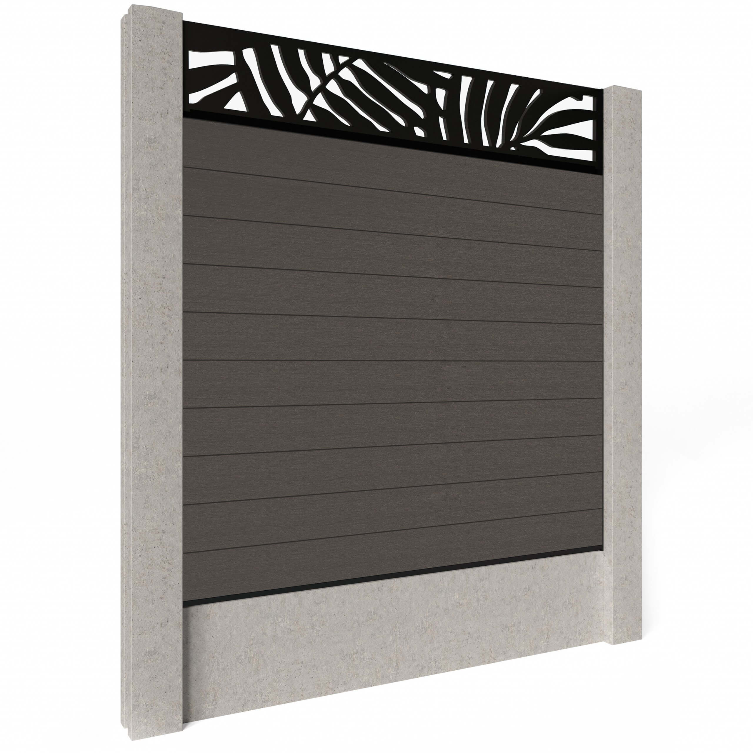 Dino Composite Fencing - Walnut with Aluminium Railings (for concrete posts) 1.5m