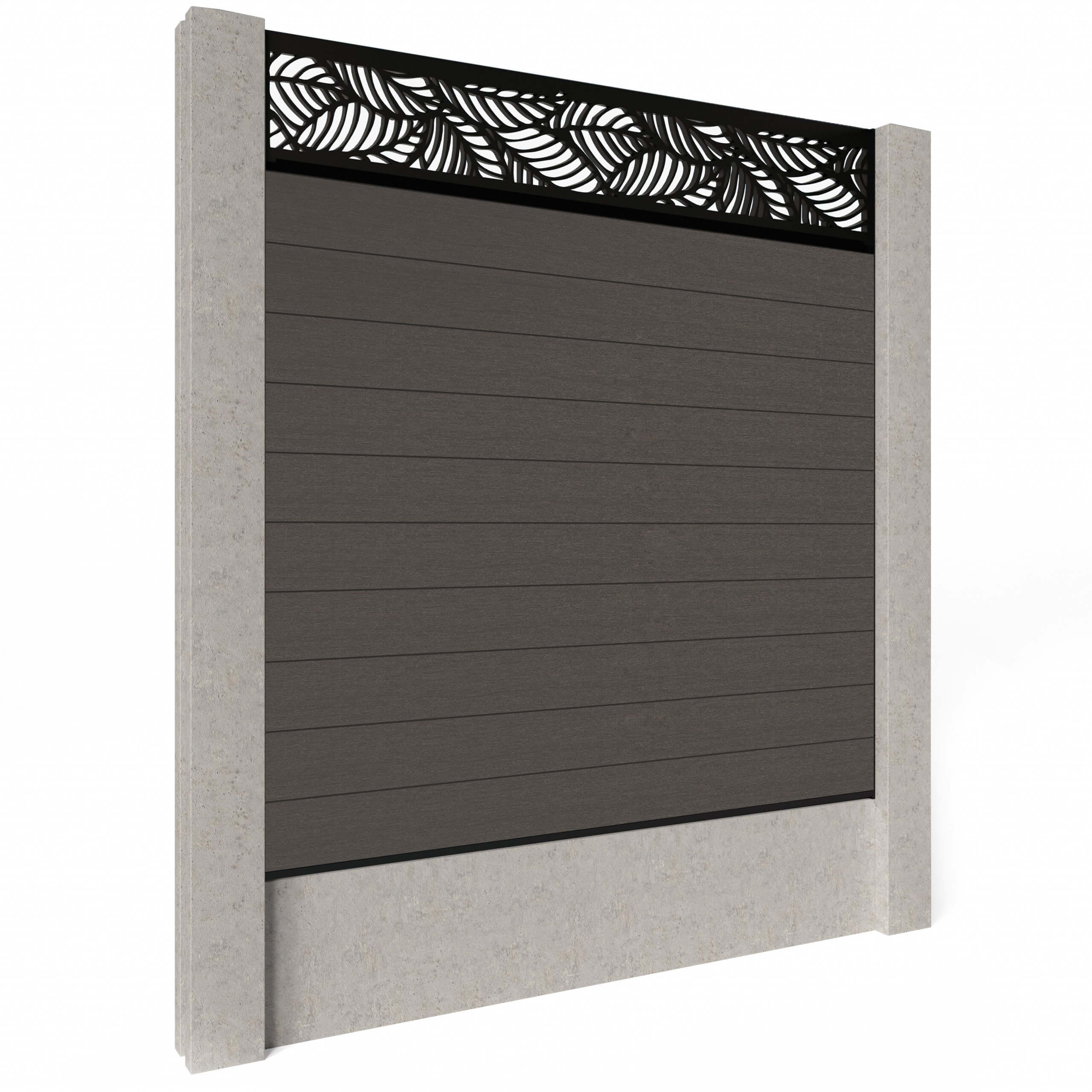 Dino Composite Fencing - Walnut with Aluminium Railings (for concrete posts) 1.2m
