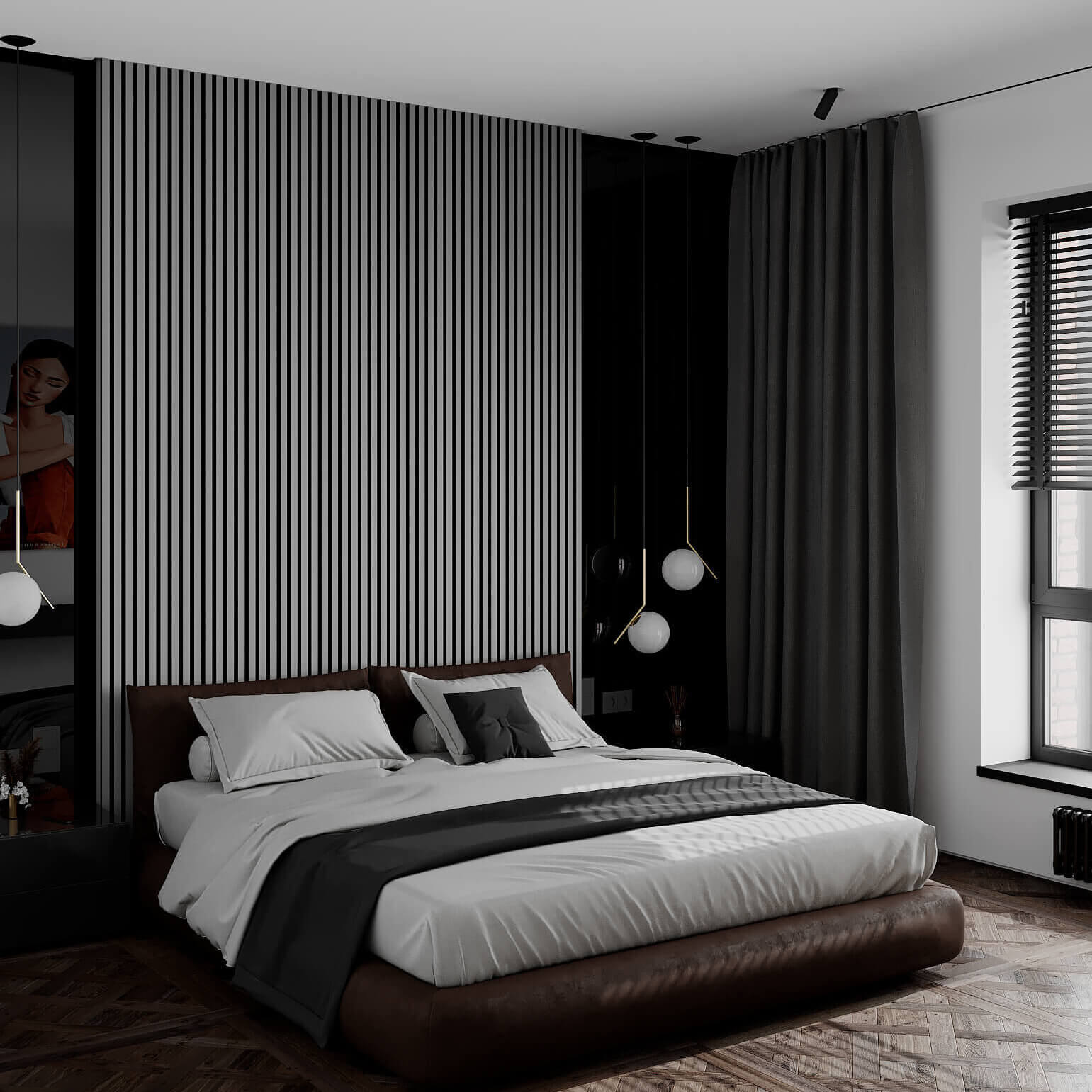 Wood Wall Panelling Grey Inspiration Photo Installed in Bedroom