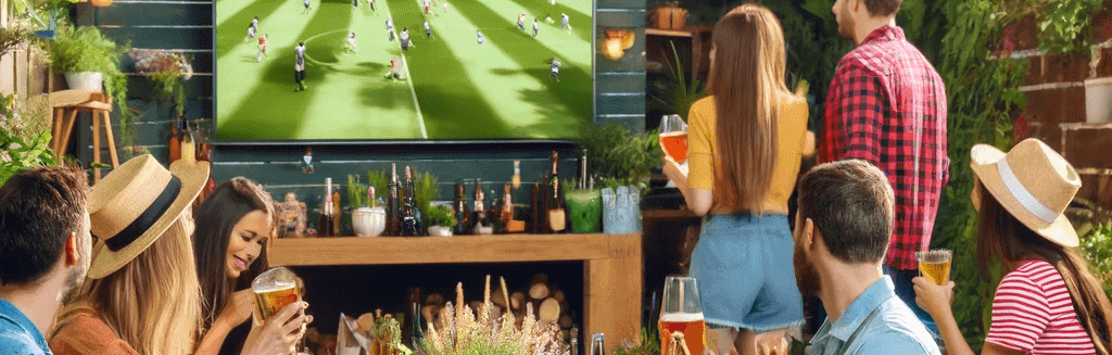 watching the euros in garden