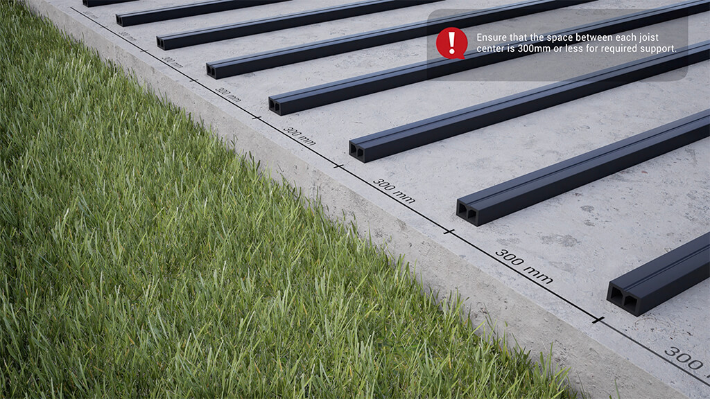 How to install composite batten / joist (300mm spacing of battens)