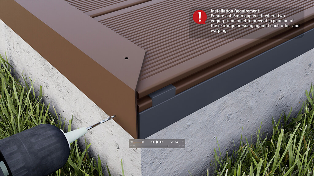 How to install composite edging trim (pre drilling corner trim)
