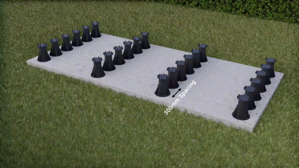 How to install adjustable rising plastic pedestal (300mm spacing)