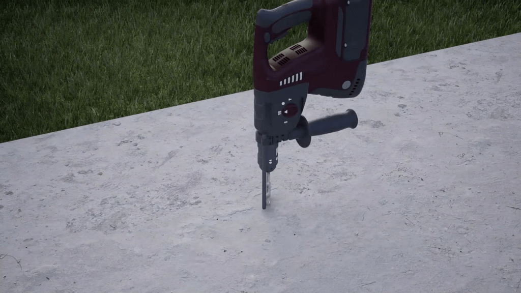 render of how to drill the concrete for aluminium posts