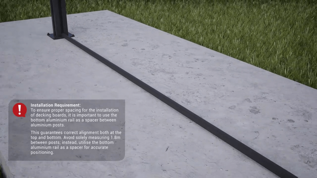render of how to space aluminium posts