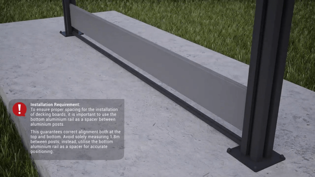 render of how to space aluminium posts