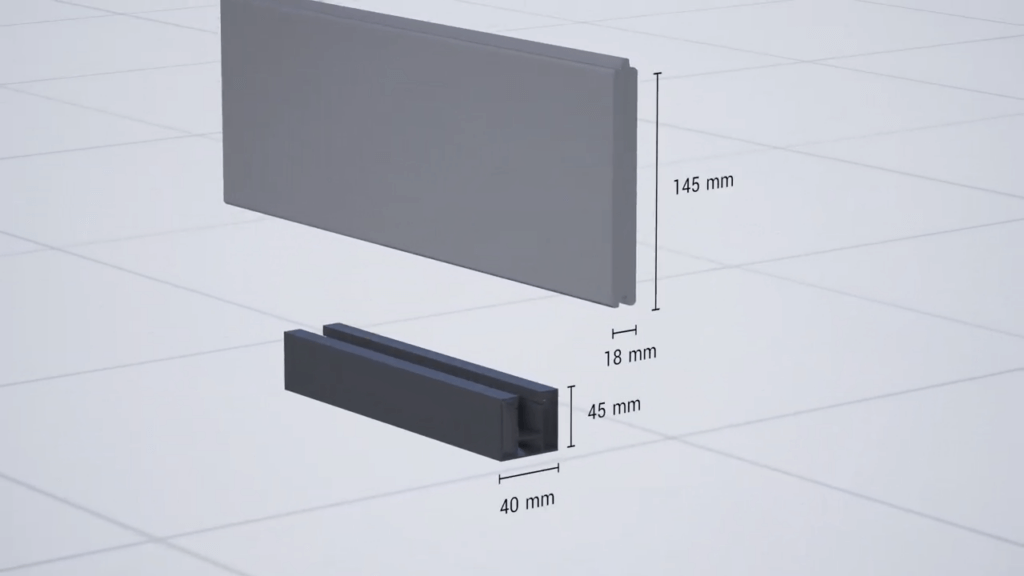 render of dimensions of composite fence parts