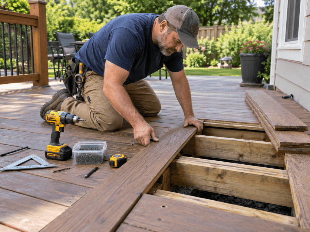 main repairing a deck