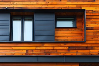 modern home with wooden cladding installed