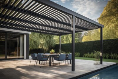 modern decking with pergola