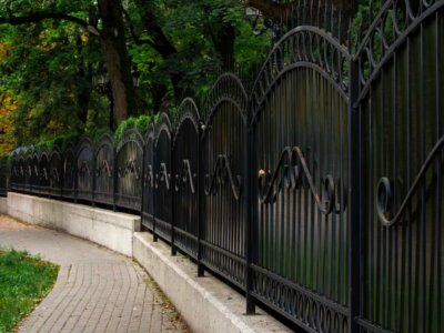 black metal fence with a gate