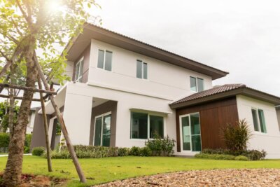 beautiful home with green grass