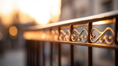 close up shot of a modern metal railing