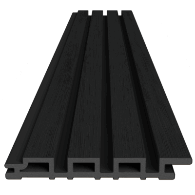 black slatted composite cladding plank