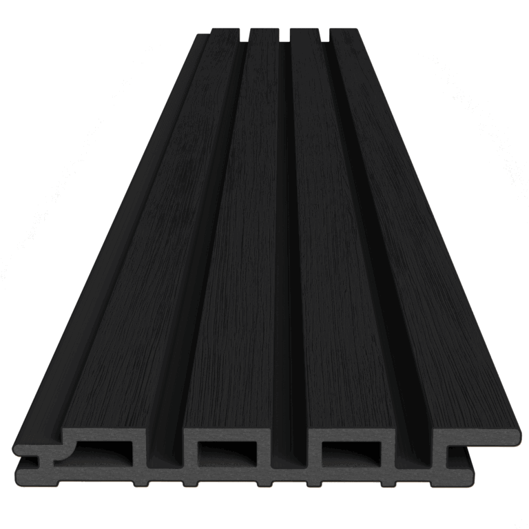 black slatted composite cladding plank