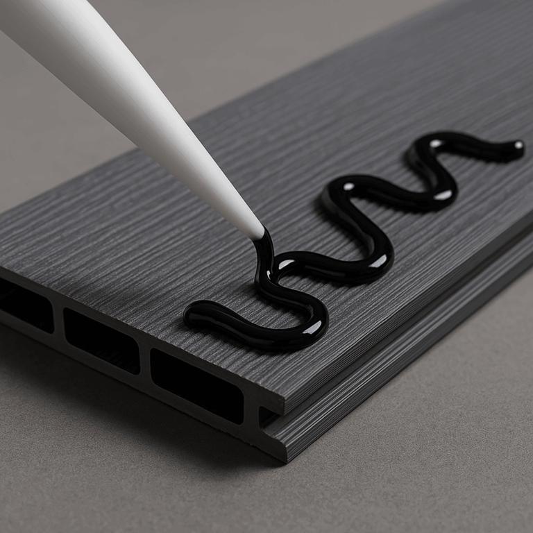 CompBond glue being applied to composite decking