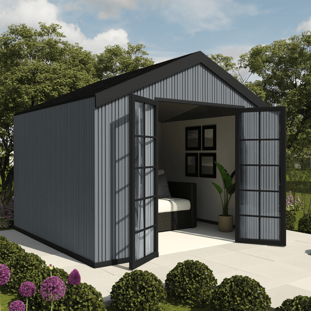 composite slatted cladding shed anthracite