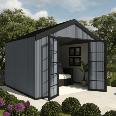 composite slatted cladding shed anthracite